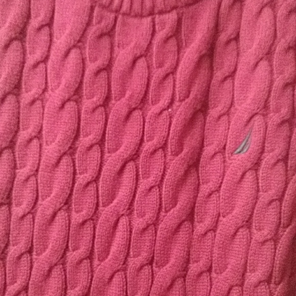 Nautica Men's Cable Knit Crew Neck Sweater in Red - Picture 4 of 6